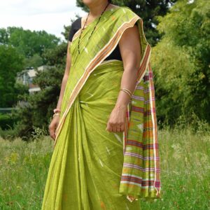 Chanderi Silk Cotton Saree in Ivory White